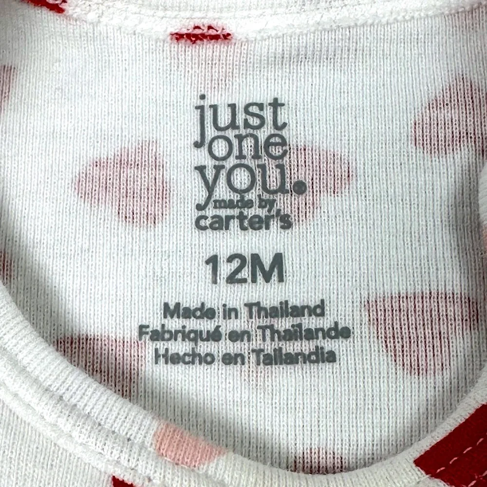 Carter's Bodysuit Dress Baby Girl 12M White Red Heart Valentines Print Sweet
